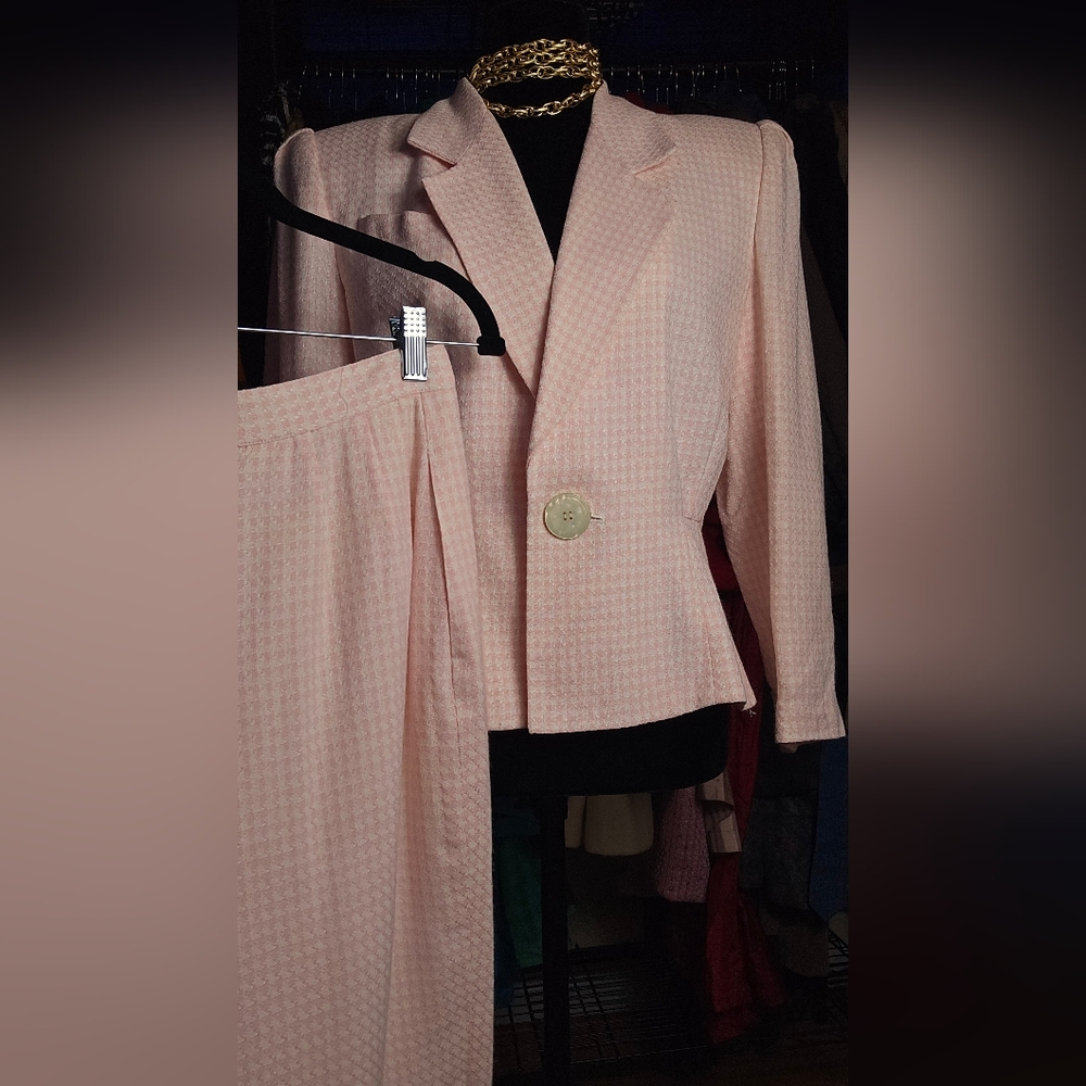 Pink Textured Blazer with Button Detail
